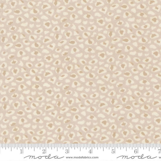 Image of Fieldrush Wild Flower Opal quilting cotton fabric by Basic Grey for Moda Fabrics. Features leopard print on a cream background. Cute Little Fabric Shop.