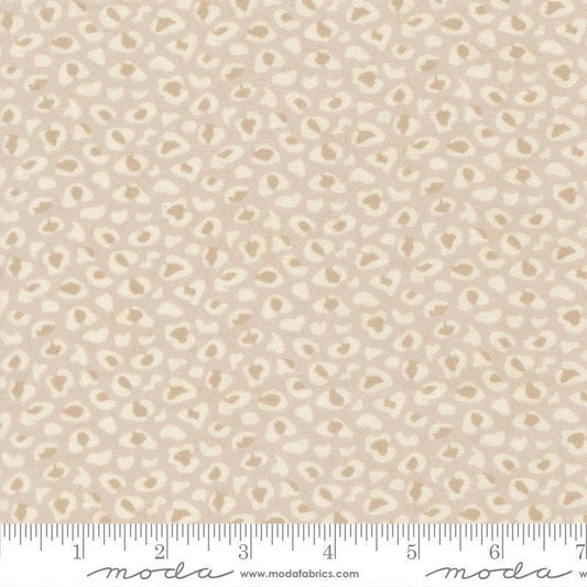 Image of Fieldrush Wild Flower Opal quilting cotton fabric by Basic Grey for Moda Fabrics. Features leopard print on a cream background. Cute Little Fabric Shop.