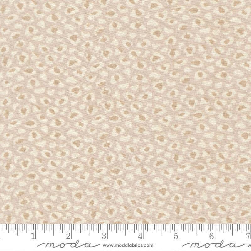 Image of Fieldrush Wild Flower Opal quilting cotton fabric by Basic Grey for Moda Fabrics. Features leopard print on a cream background. Cute Little Fabric Shop.