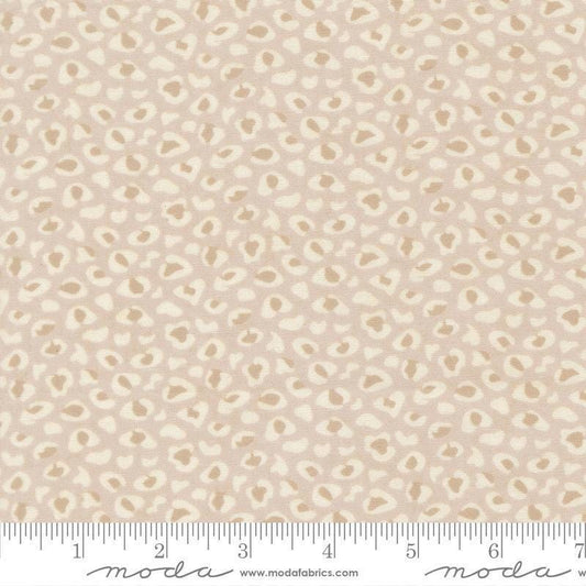 Image of Fieldrush Wild Flower Opal quilting cotton fabric by Basic Grey for Moda Fabrics. Features leopard print on a cream background. Cute Little Fabric Shop.