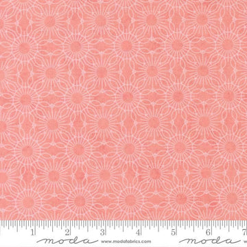 Image of Fieldrush Jasmine Peony quilting cotton fabric by Basic Grey for Moda Fabrics. Features flowers on a pink background. Cute Little Fabric Shop.