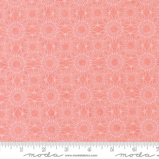 Image of Fieldrush Jasmine Peony quilting cotton fabric by Basic Grey for Moda Fabrics. Features flowers on a pink background. Cute Little Fabric Shop.