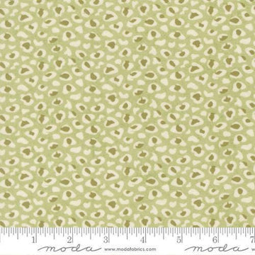 Image of Fieldrush Wild Flower Moss quilting cotton fabric by Basic Grey for Moda Fabrics. Features leopard print on a green background. Cute Little Fabric Shop.