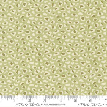 Image of Fieldrush Wild Flower Moss quilting cotton fabric by Basic Grey for Moda Fabrics. Features leopard print on a green background. Cute Little Fabric Shop.