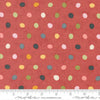 Image of Fieldrush Poppy Azalea quilting cotton fabric by Basic Grey for Moda Fabrics. Features dots on a red background. Cute Little Fabric Shop.