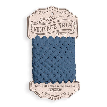 SALE Lori Holt Vintage Trim Large Cardboard Spool STVT-8539 Denim - Riley Blake Designs - 12 Yards of 5/8" Polyester Trim