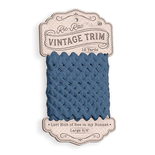 SALE Lori Holt Vintage Trim Large Cardboard Spool STVT-8539 Denim - Riley Blake Designs - 12 Yards of 5/8" Polyester Trim