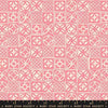 Image of Poolside Too Architectural Sorbet quilting cotton fabric by Ruby Star Society for Moda Fabrics. Features a geometric pattern on a pink background. Cute Little Fabric Shop.