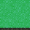 Image of Poolside Too Architectural Verdant quilting cotton fabric by Ruby Star Society for Moda Fabrics. Features a geometric pattern on a green background. Cute Little Fabric Shop.