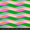 Image of Poolside Too Waves Lipstick quilting cotton fabric by Ruby Star Society for Moda Fabrics. Features stripes on a green, blue, and pink background. Cute Little Fabric Shop.