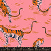 Image of Poolside Too Tigress Sorbet quilting cotton fabric by Ruby Star Society for Moda Fabrics. Features tigers on a pink background. Cute Little Fabric Shop.