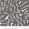 Image of Mira Calm Graphite quilting cotton fabric by Zen Chic for Moda Fabrics. Features leaves on a gray background. Cute Little Fabric Shop.