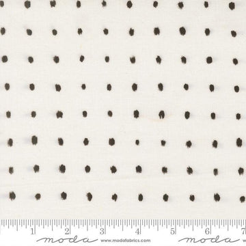 Image of Mira Pure Pearl quilting cotton fabric by Zen Chic for Moda Fabrics. Features polka dots on a white background. Cute Little Fabric Shop.
