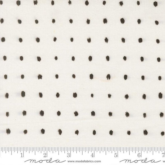 Image of Mira Pure Pearl quilting cotton fabric by Zen Chic for Moda Fabrics. Features polka dots on a white background. Cute Little Fabric Shop.