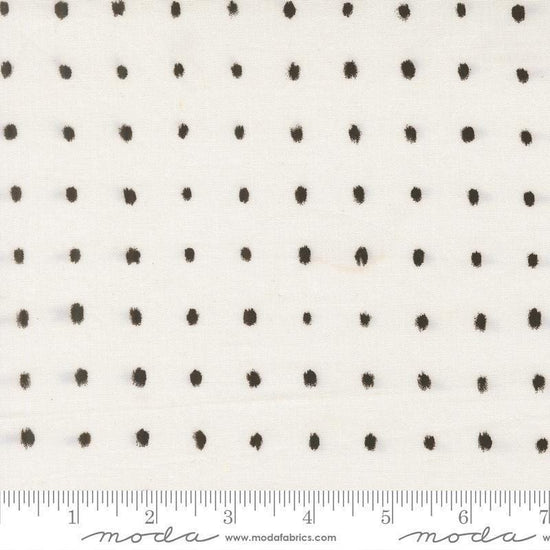 Image of Mira Pure Pearl quilting cotton fabric by Zen Chic for Moda Fabrics. Features polka dots on a white background. Cute Little Fabric Shop.