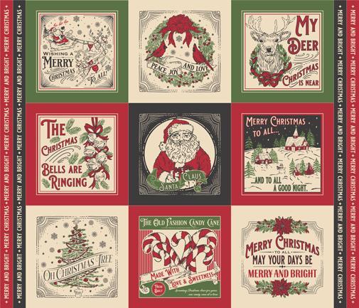 Holiday Cheer Panel Natural Red Christmas Fabric - 20978 - Moda Fabrics Quilting Cotton Fabric