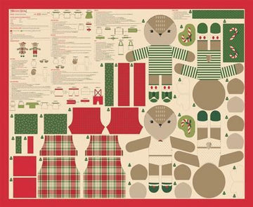 Holiday Cheer Reindeer Stuffies Panel Natural Cream Christmas Fabric - 20979 - Moda Fabrics Quilting Cotton Fabric