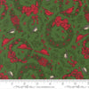 Image of Holiday Cheer Deck the Halls Evergreen quilting cotton fabric by Stacy Iest Hsu for Moda Fabrics. Features wreaths on a green background. Cute Little Fabric Shop.