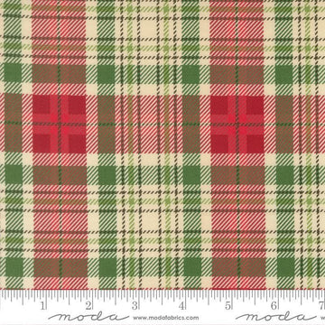 Image of Holiday Cheer Plaid Natural quilting cotton fabric by Stacy Iest Hsu for Moda Fabrics. Features plaid on a cream, green, and red background. Cute Little Fabric Shop.