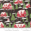 Image of Holiday Cheer Cardinals Village Midnight quilting cotton fabric by Stacy Iest Hsu for Moda Fabrics. Features a village on a black background. Cute Little Fabric Shop.