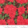 Image of Holiday Cheer Vintage Poinsettia Midnight Poinsettia quilting cotton fabric by Stacy Iest Hsu for Moda Fabrics. Features flowers on a black and red background. Cute Little Fabric Shop.