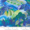Image of Northern Brights Landscape Sky quilting cotton fabric by Amarilys Henderson for Moda Fabrics. Features a landscape on a blue background. Cute Little Fabric Shop.