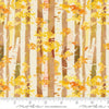 Image of Northern Brights Birch Birch quilting cotton fabric by Amarilys Henderson for Moda Fabrics. Features trees on a yellow background. Cute Little Fabric Shop.