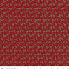 Image of Evergreen Wishes Holly Berries Red quilting cotton fabric by Traci Reed for Riley Blake Designs. Features berries on a red background. Cute Little Fabric Shop.