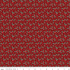 Image of Evergreen Wishes Holly Berries Red quilting cotton fabric by Traci Reed for Riley Blake Designs. Features berries on a red background. Cute Little Fabric Shop.