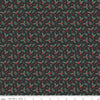 Image of Evergreen Wishes Holly Berries Black quilting cotton fabric by Traci Reed for Riley Blake Designs. Features berries on a black background. Cute Little Fabric Shop.