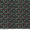 Image of Evergreen Wishes Holly Berries Black quilting cotton fabric by Traci Reed for Riley Blake Designs. Features berries on a black background. Cute Little Fabric Shop.