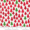 Image of Snow Time Tree Poinsettia Red quilting cotton fabric by Me and My Sister Designs for Moda Fabrics. Features trees on a white background. Cute Little Fabric Shop.