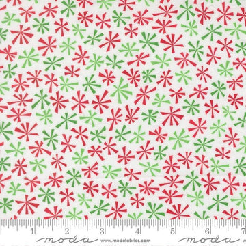 Image of Snow Time Tinsel Winter White quilting cotton fabric by Me and My Sister Designs for Moda Fabrics. Features flowers on a white background. Cute Little Fabric Shop.