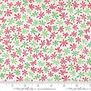 Image of Snow Time Tinsel Winter White quilting cotton fabric by Me and My Sister Designs for Moda Fabrics. Features flowers on a white background. Cute Little Fabric Shop.