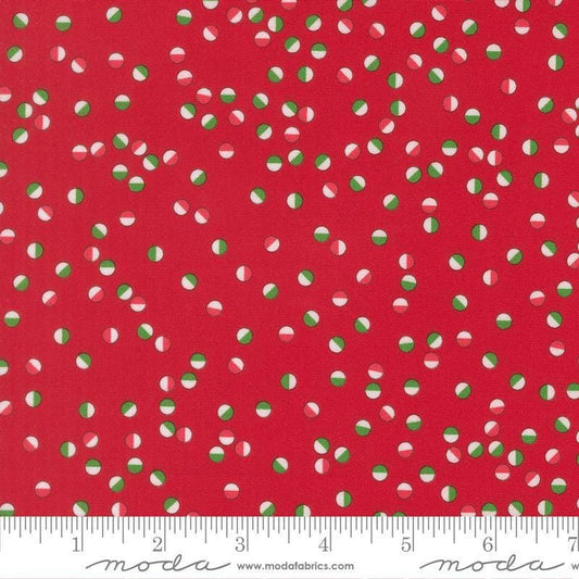 Image of Snow Time Jelly Dots Poinsettia Red quilting cotton fabric by Me and My Sister Designs for Moda Fabrics. Features dots on a red background. Cute Little Fabric Shop.