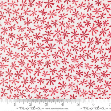 Image of Snow Time Tinsel Winter White Red quilting cotton fabric by Me and My Sister Designs for Moda Fabrics. Features flowers on a white background. Cute Little Fabric Shop.