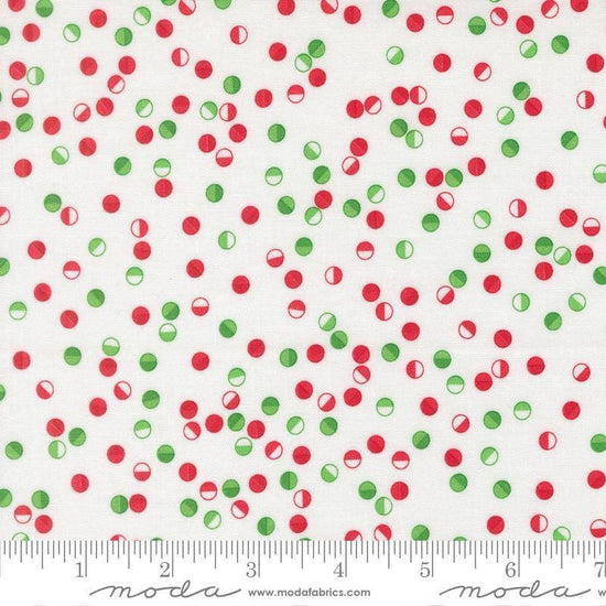 Image of Snow Time Jolly Dots Winter White quilting cotton fabric by Me and My Sister Designs for Moda Fabrics. Features dots on a white background. Cute Little Fabric Shop.