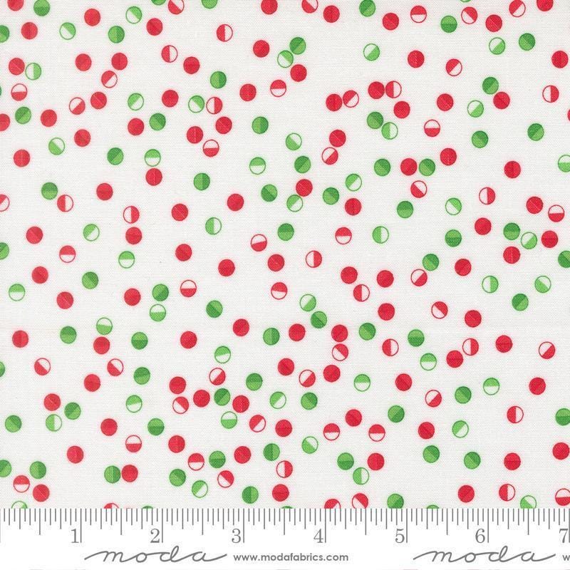 Image of Snow Time Jolly Dots Winter White quilting cotton fabric by Me and My Sister Designs for Moda Fabrics. Features dots on a white background. Cute Little Fabric Shop.