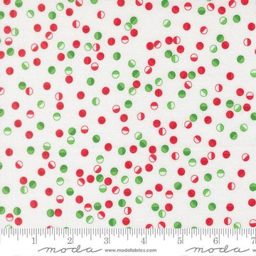 Image of Snow Time Jolly Dots Winter White quilting cotton fabric by Me and My Sister Designs for Moda Fabrics. Features dots on a white background. Cute Little Fabric Shop.