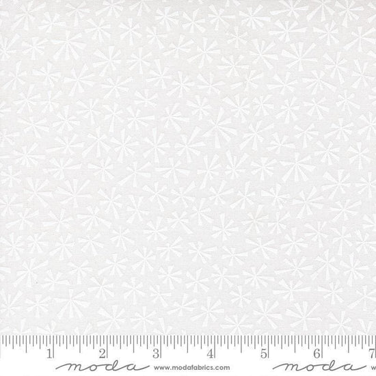 Image of Snow Time Tinsel Winter White quilting cotton fabric by Me and My Sister Designs for Moda Fabrics. Features flowers on a white background. Cute Little Fabric Shop.