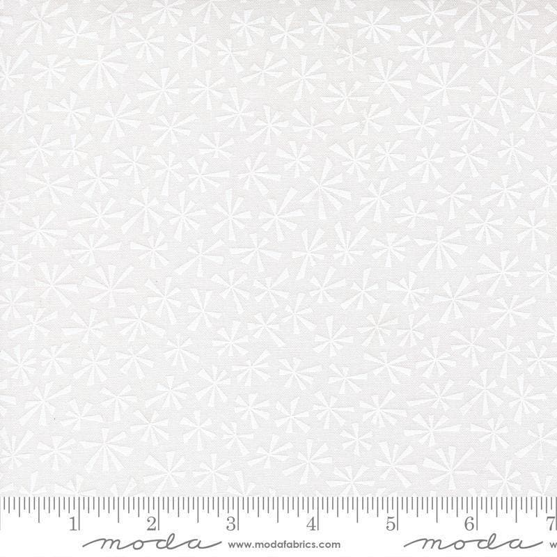Image of Snow Time Tinsel Winter White quilting cotton fabric by Me and My Sister Designs for Moda Fabrics. Features flowers on a white background. Cute Little Fabric Shop.