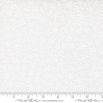 Image of Snow Time Tinsel Winter White quilting cotton fabric by Me and My Sister Designs for Moda Fabrics. Features flowers on a white background. Cute Little Fabric Shop.