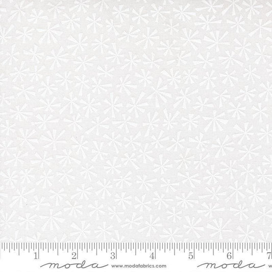 Image of Snow Time Tinsel Winter White quilting cotton fabric by Me and My Sister Designs for Moda Fabrics. Features flowers on a white background. Cute Little Fabric Shop.