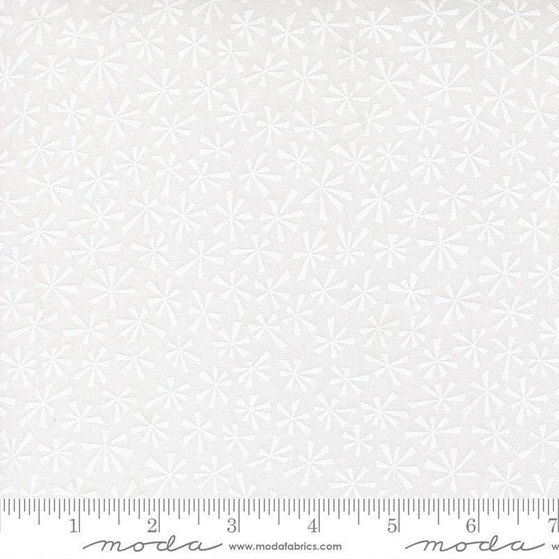 Image of Snow Time Tinsel Winter White quilting cotton fabric by Me and My Sister Designs for Moda Fabrics. Features flowers on a white background. Cute Little Fabric Shop.