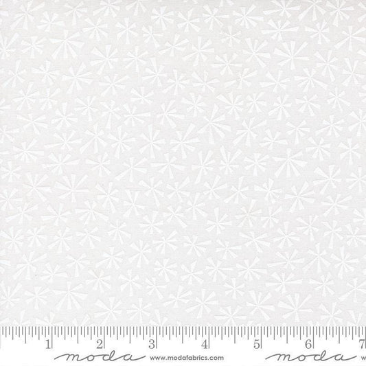 Image of Snow Time Tinsel Winter White quilting cotton fabric by Me and My Sister Designs for Moda Fabrics. Features flowers on a white background. Cute Little Fabric Shop.