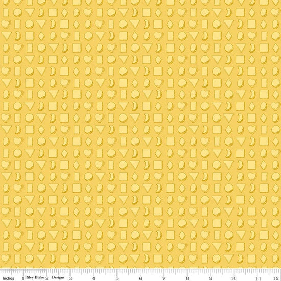 Image of Gingerbread Tiny Cookies Yellow quilting cotton fabric by J. Wecker Frisch for Riley Blake Designs. Features cookies on a yellow background. Cute Little Fabric Shop.