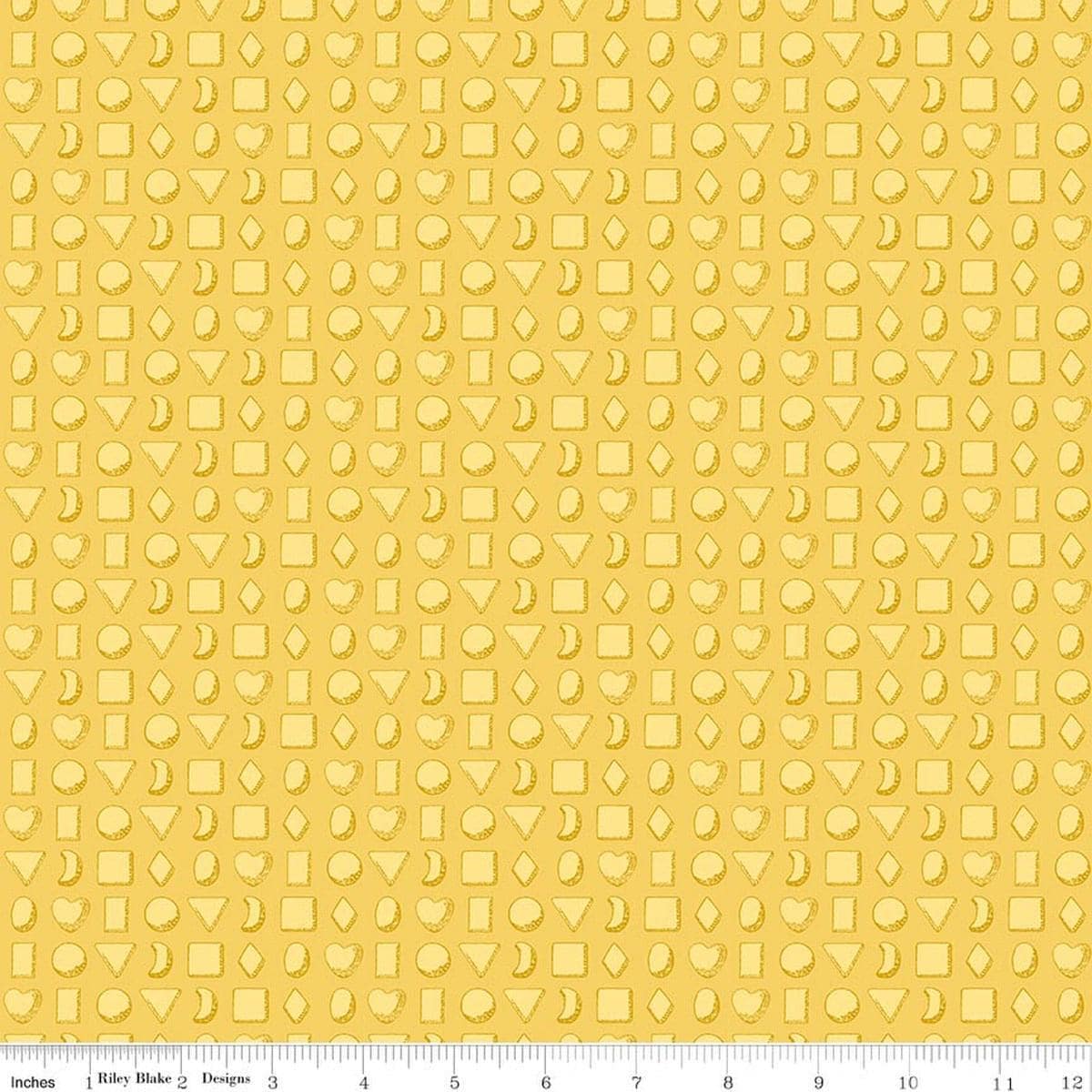 Image of Gingerbread Tiny Cookies Yellow quilting cotton fabric by J. Wecker Frisch for Riley Blake Designs. Features cookies on a yellow background. Cute Little Fabric Shop.