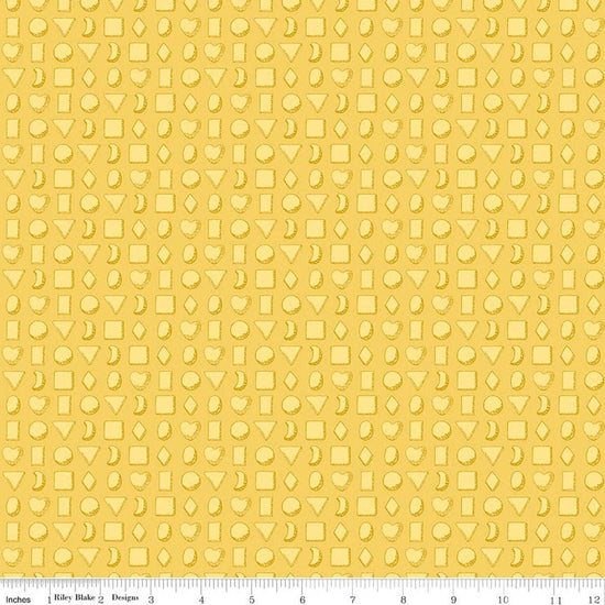 Image of Gingerbread Tiny Cookies Yellow quilting cotton fabric by J. Wecker Frisch for Riley Blake Designs. Features cookies on a yellow background. Cute Little Fabric Shop.