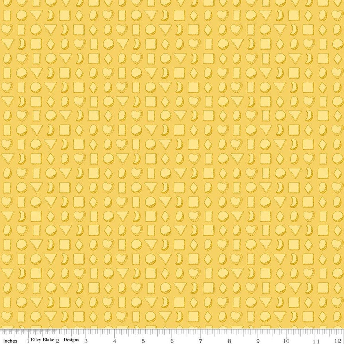 Image of Gingerbread Tiny Cookies Yellow quilting cotton fabric by J. Wecker Frisch for Riley Blake Designs. Features cookies on a yellow background. Cute Little Fabric Shop.