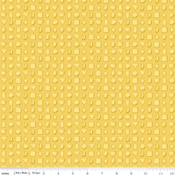 Image of Gingerbread Tiny Cookies Yellow quilting cotton fabric by J. Wecker Frisch for Riley Blake Designs. Features cookies on a yellow background. Cute Little Fabric Shop.